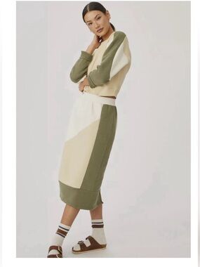 Anthropologie Daily Practice color-blocked midi skirt  XS